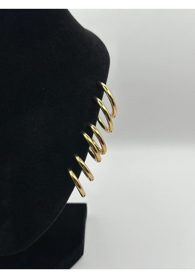 Arnes Jewelry Çelik Gold 3'lü Halka Küpe Ar04 Gold