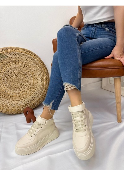 Erva'nın Butiği Ten Cilt Force Kadın Bağcıklı Sneakers-4941