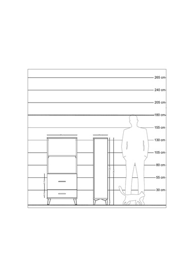 Arges Dolap 2 Raflı 2 Çekmeceli 60x30x134 Aytaşı-çam Aytaşı