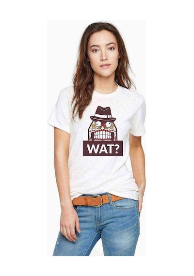 Wat Baskılı Beyaz Kadın Tshirt