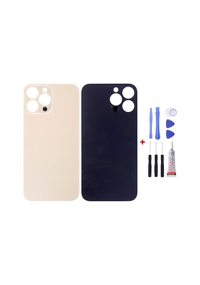 Apple Uyumlu iPhone 13 Pro Max Gold Arka Cam Kapak Pil Kapağı Tamir Set B7000 Set Gold