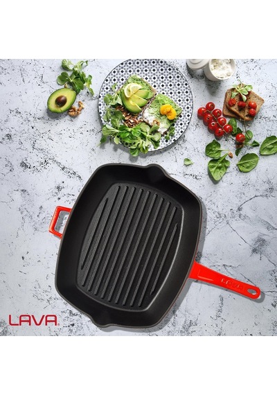 Lava Metal Döküm Izgara Tava, Metal Saplı, 26x32 Cm, Siyah Diğer
