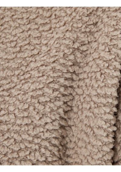 Koton Bisiklet Yaka Yumuşak Dokulu Peluş Polar Pijama Üstü Vizon 5wlk40317mk Vizon