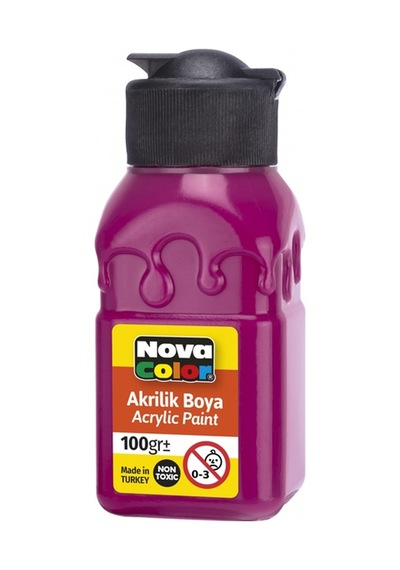 Nova Color Akrilik Boya Şişe 100 Cc Magenta Kırmızı Nc-2024 Çok Renkli