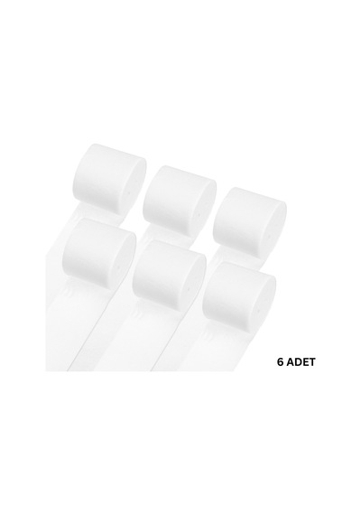 Beyaz Krapon Kağıdı Rulosu, 6 Lı Paket, Çiçek Yapım, Parti, El İşi Süsleme Kağıdı, 4.5 Cm X 22 Metre