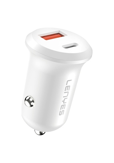 Mini Araç Şarj Aleti Lenyes Ca53 Hızlı Şarj Özellikli Dual Type-c + Usb-a Portlu 30w Beyaz