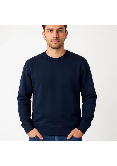 Valensdesign Erkek Üç İplik Düz Bisiklet Yaka Sweatshirt - Lacivert