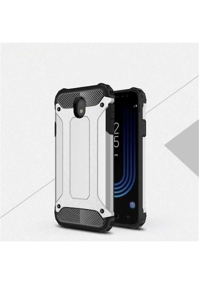 Noktaks - Galaxy J5 Pro Uyumlu - Kılıf Çift Katman Zırh Tank Crash Military Kapak - Gri Gri