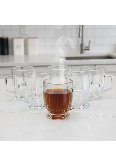 Elysia Desen 6 Kişilik Cam Çay-kahve Takımı - 6 X 160 Ml. Şeffaf