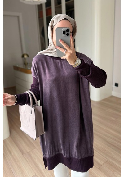 Kahijab İpek Cupra Merserize Tunik - Mürdüm