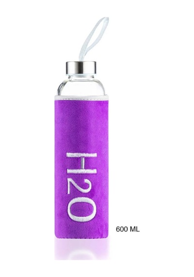 H2o Kadife Kılıflı Cam Matara 600 Ml - Renk Seçenekli Çok Renkli