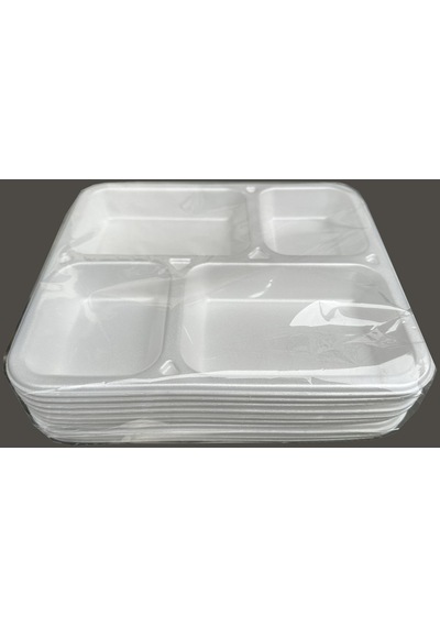 Dağyüce Tek Kullanımlık Köpük 4 Bölmeli Tabldot Köpük Tabak - 26.5x30 Cm. - 10 Adetlik 5 Paket