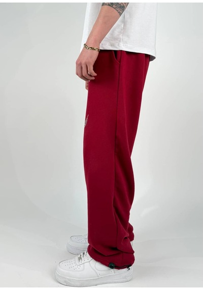 Zaee Yazlık Revenge Oversize Taşlı Eşofman Altı Bordo