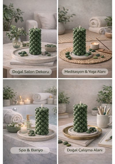 Soya Mum,dekoratif Lüks & El Yapımı Doğal Mum,uzun Yanma Süreli Şık Ev Hediyesi,ev Süsü Yeşil 360 G Yeşil