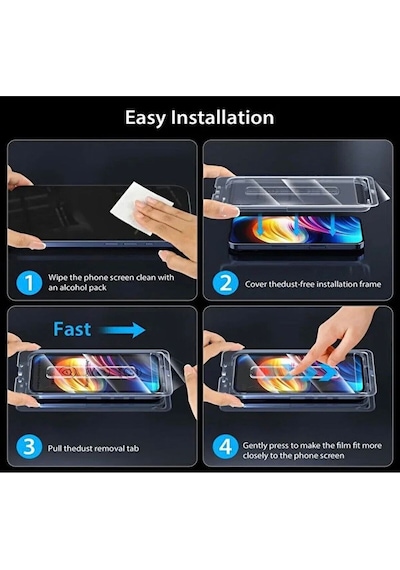 Apple İphone 16 Pro Uyumlu Ekran Koruyucu Tam Kaplayan Cam Darbe Emici Esd Anti Statik