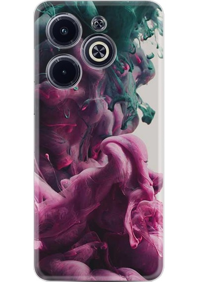 Infinix Uyumlu Hot 40i Kılıf Resimli Desenli Baskılı Silikon Pink Green Cloud 1306