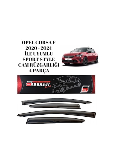 Opel Corsa F 2020 2021 2022 2023 2024 İle Uyumlu Sport Style Cam Rüzgarlığı 4 Parça Sunplex 1 Adet