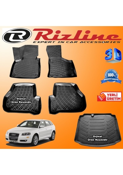 Audi A3 Hb 3D Paspas + Bagaj Havuzu 2003-2012 Arası Set Rizline N11.21227