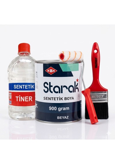 900 Gram Starak Yağlı Sentetik Boya Parmak Rulo 250 Ml Sentetik Tiner 2 No Yağlı Boya Fırça Seti