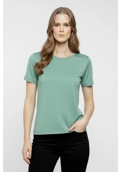 Meleners T-shirt Bisiklet Yaka Slim Fit Likralı Tişört Günlük Basic Body - Mint Yeşili