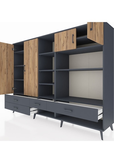Hyperion Dolap 12 Raflı 4 Çekmeceli 4 Kapaklı 220x44x163 Antrasit-çam/antrasit Atlas Çam/antrasıt - Antrasıt Hyperion Dolap 12 Raflı 4 Çekmeceli 4 Kapaklı 220x44x163 Antrasit-çam/antrasit Atlas Çam/antrasıt - Antrasıt