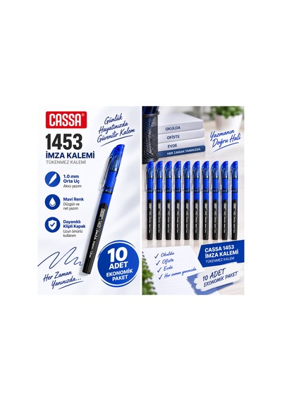 1453 İmza Tükenmez Kalem Mavi 1.0 Mm 10 Lu Ekonomik Paket