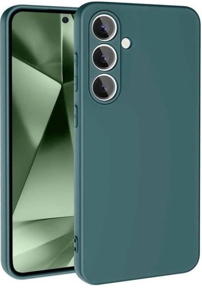 Samsung Samsung Uyumlu Galaxy S24 Fe Kılıf Nano İçi Kadife Silikon - Koyu Yeşil