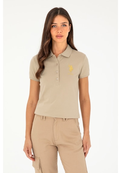 U.S. Polo Assn. Kadın Açık Haki Basic Polo Yaka Tişört 50280071-VR183