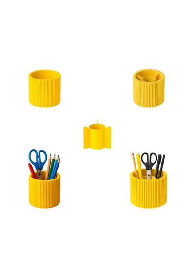 Tr Özel 3d Baskı Ayrılabilir 4 Bölmeli Kalemlik Masa Vb. Kalemliği Çapı: 8,5 Cm X Yükseklik: 8 Cm Sarı Genel