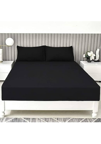 Lionas Stella Flavo %100 Pamuk Tek Kişilik Luxury Lastikli Çarşaf Seti Siyah 100x200+30cm Siyah