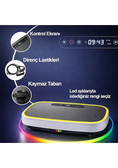Bluetooth Led Işıklı Titreşimli Egzersiz Platformu Kumandalı Ev Fitness Aleti Direnç Lastiği Hediye
