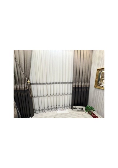 Titus Fj632145 V-5329 Kahve 1/3 Sık Pileli Fon Perde 80 X 270 Cok Renkli