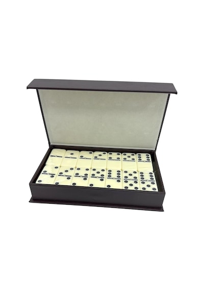 Lüks Deri Kutulu Premium Domino Seti 28 Parça Spinner Lı Çift 6 Taş 2-4 Oyuncu Yeni Yıl Hediyesi