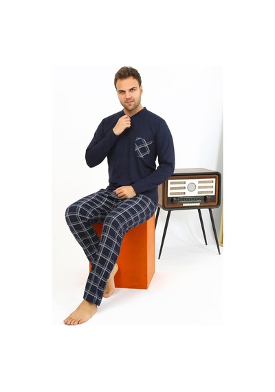 Akbeniz Erkek Uzun Kol Penye Lacivert Pijama Takımı 6861 Lacivert