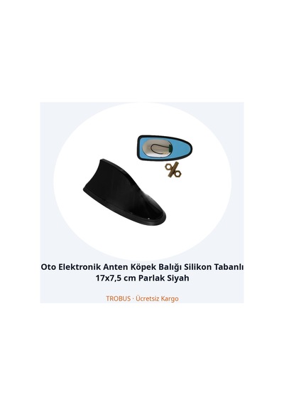 Trobus Oto Elektronik Anten Köpek Balığı Silikon Tabanlı 17x7,5 Cm Parlak Siyah