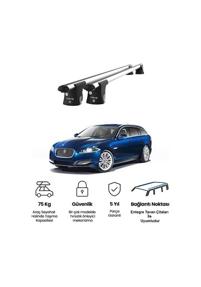 Trio-ıı Jaguar Xf Kombi 2013 Ve Sonrası Uyumlu Kilitli Ara Atkı 120cm Port Bagaj Tavan Barı