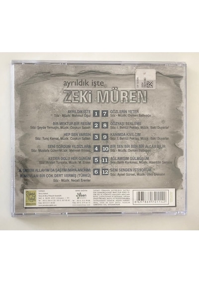 Zeki Müren Ayrıldık İşte Cd Jelatininde Orjnal Cd