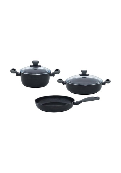 Leggno Colorgy 5 Parça Set Gri 22 Cm Derin Tencere + 26 Cm Sığ Tencere & Tava Renkli