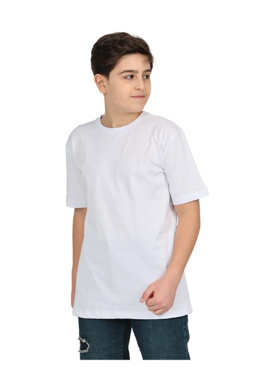 Erdem Kıds Erkek Çocuk Beyaz Düz Baskısız Kısa Kol Basic Casual-okul T-shirt Beyaz Beyaz