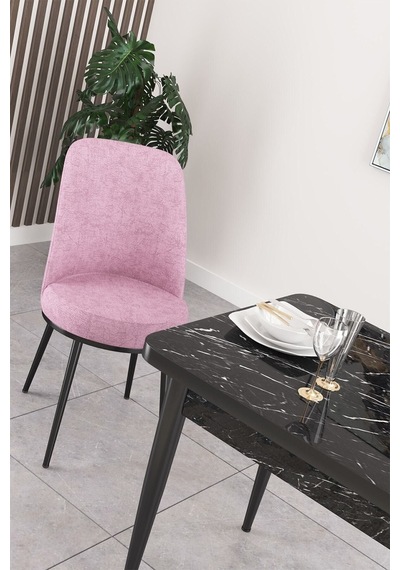 Canisa Concept Nil Serisi 70x110 Sabit Mutfak Masası Takımı Siyah Mermer Desen Masa 4 Pembe Sandalye Pembe Sandalyeler Siyah Masa Canisa Concept Nil Serisi 70x110 Sabit Mutfak Masası Takımı Siyah Mermer Desen Masa 4 Pembe Sandalye Pembe Sandalyeler Siyah Masa