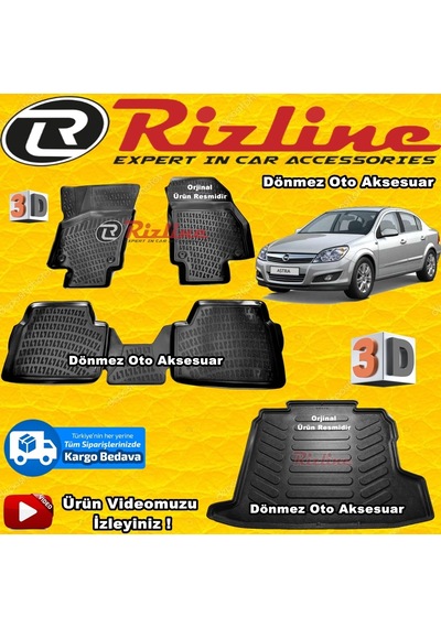 Astra H 3D Paspas+Bagaj Havuz Siyah Sedan 2007-2018 Arası Rizline
