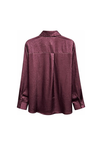 Mixray 4815 Kadın Saten Kraş Gömlek Bordo
