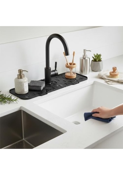 Deconox Silikon Musluk Matı Ve Lavabo Sıçrama Önleyici Mutfak Ve Banyo İçin Su Tahliyeli Tezgah Ko Sku: Smgstk73741e0f21
