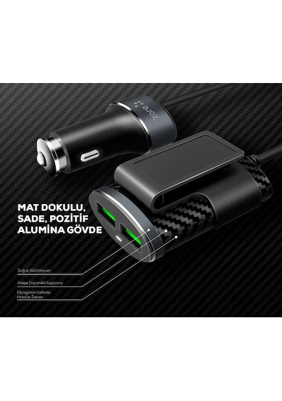 Ardemix Zr-c502 2+2 Araç Şarj Seti - Siyah Siyah