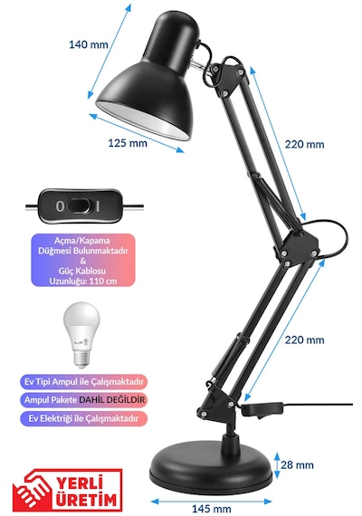 Masa Lambası Akrobat Yaylı Metal 360 Açılı Ayarlanabilir Hareketl