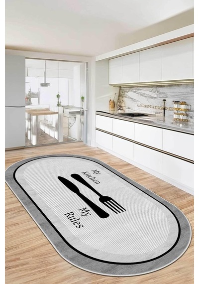 Decomia Home Dijital Yıkanabilir Kaymaz Taban Kitchen Mutfak Halısı Mutfak Dekorasyon,siyah 80 X 300