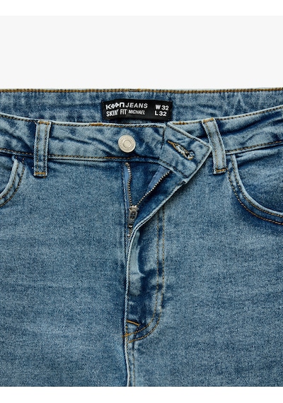 Koton Pamuklu Normal Bel Cepli Skinny Fit Jean Pantolon - Michael Jean Orta İndigo 7wam40257nd