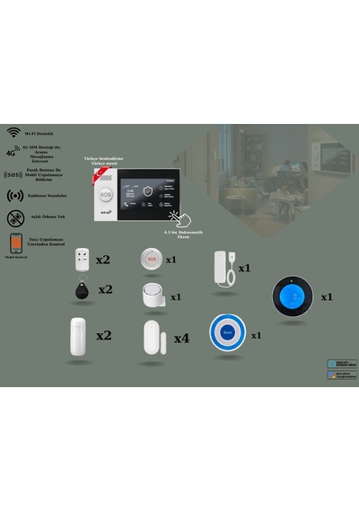 Obiem Akıllı Güvenlik Alarm Sistemleri Gaz Dedektörlü Giriş Plus Set