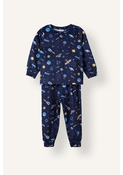 Defacto Uzay Desenli Kadife 2li Pijama Takımı Erkek Bebek I2369a526cwnv241 Lacivert-nv241