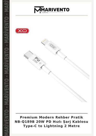 Premium Modern Rehber Pratik Nb-q189b 20w Pd Hızlı Şarj Kablosu Type-c To Lightning 2 Metre